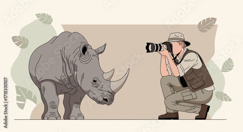 Photographer Captures Majestic Rhino Species Amidst African Wildlife Illustration