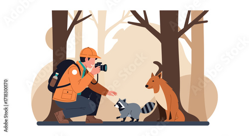 Photographer Captures Wildlife Moments in Nature, Raccoon and Foz Encounter Scene