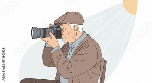 Photographer Capturing Moment In Elegant Attire Under Soft Light And Shadow With Clarity
