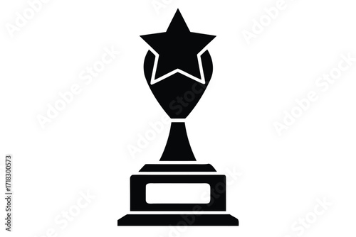hall of fame trophy vector icon silhouette