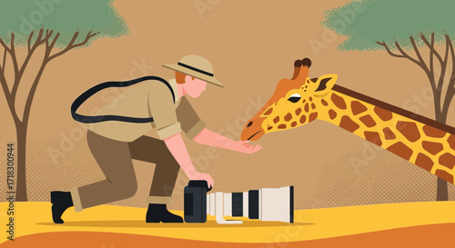 Photographer's Encounter: Capturing the Gentle Moment with a Magnificent Giraffe