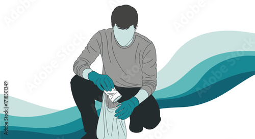 Person Collecting Trash, Environmental Awareness, Global Cleansing, Ecological Stewardship