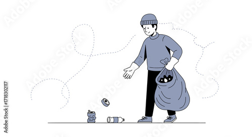 Person Performing Trash Collection in Clean Environment, Picking Up Litter for a Cleaner Place
