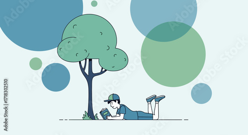 Reading Underneath a Tree: A Serene Moment of Contemplation and Peaceful Reflection
