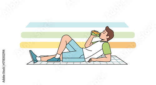 Relaxed Individual Sipping Refreshment While Enjoying a Restful Moment in an Artistic Composition