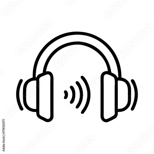 Headphones vector icon illustration listening music sound audio equipment headset device wireless accessory gadget design
