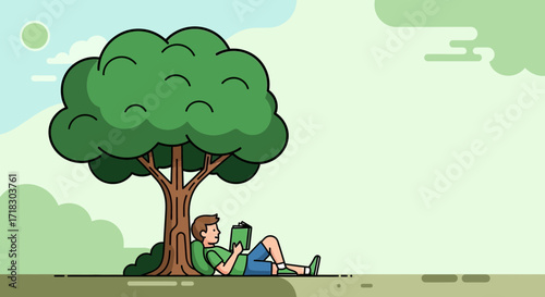Relaxing Under A Tree: Enjoying Reading And Leisure Time in A Serene Environment