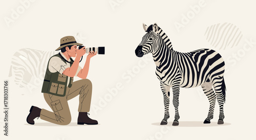 Photographer Captures A Striking Zebra in A Natural Habitat with Artistic Illustration