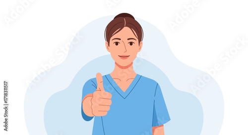 Smiling Woman Gesturing Success With Her Hand Gives A Positive Feedback Sign