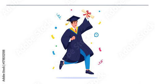 Student Joyfully Celebrates Graduation Achievement After Completing Academic Goals