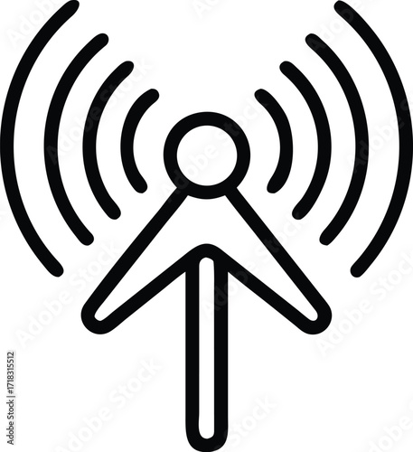 Hotspot Outline Vector Icon for Wireless Network and Signal Broadcasting, Flat Vector Icon on White Background

