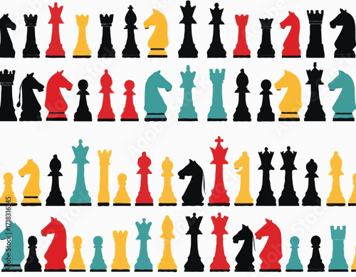 Chess pieces vector image Minimal design chess pieces isolated on white background.