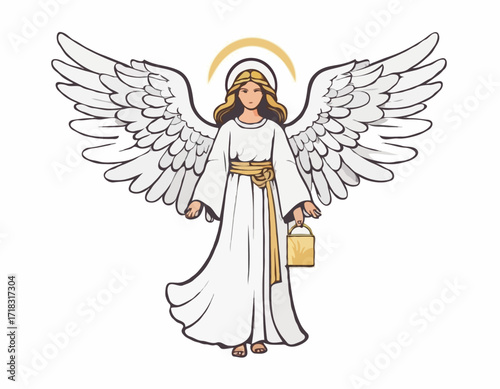 Guardian Angel illustration Images Vector isolated on white background.