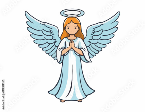Guardian Angel illustration Images Vector isolated on white background.