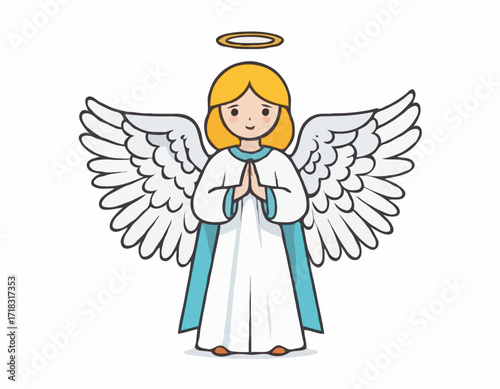 Guardian Angel illustration Images Vector isolated on white background.