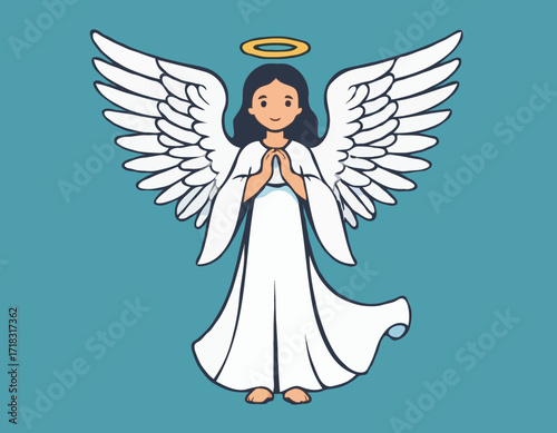 Guardian Angel illustration Images Vector isolated on white background.