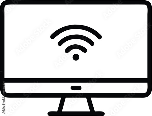 Browser Wi-Fi Connect Outline Vector Icon for Web Connection and Internet Browsing, Flat Vector Icon on White Background



