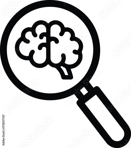 Silhouette brain under magnifying glass concept vector illustration