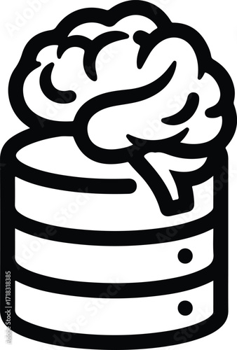 Silhouette database brain depicts intelligent data management and processing vector illustration