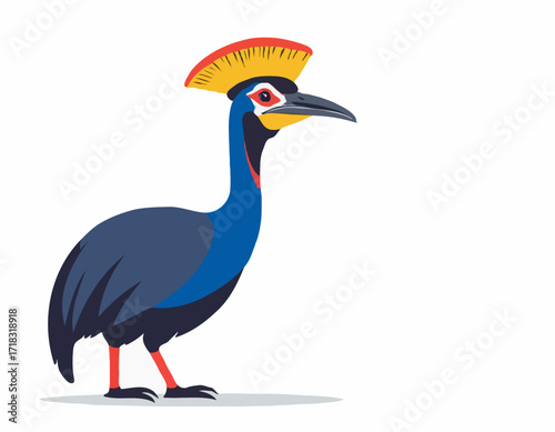 Cassowary Image Vector. Illustration Southern cassowary bird  on white Vector Image.