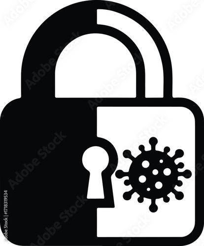 Silhouette lockdown ending coronavirus pandemic unlock solution vector illustration