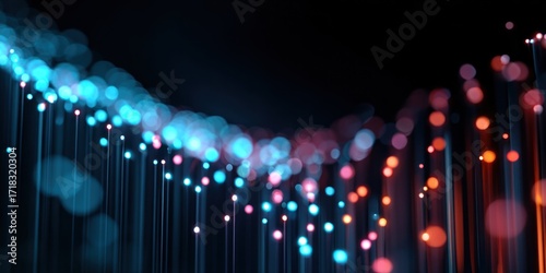 Abstract Digital Art:  Vibrant Light Trails and Glowing Particles