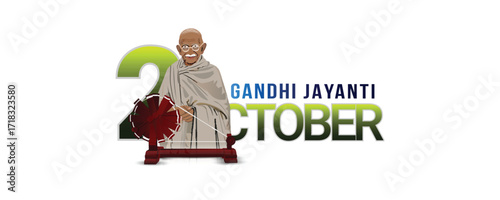 2nd october gandhi jayanti vector illustration of mahatama gandhi