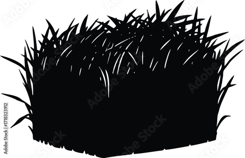 Hay Bale with Grass Silhouette | Hay Bale Farm Vector