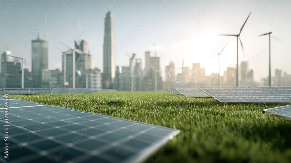 Fototapeta premium Green City: Sustainable Energy Solution