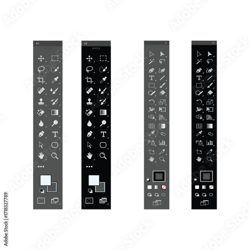 Photoshop and Illustrator Toolbars – Adobe Software UI Icons Set