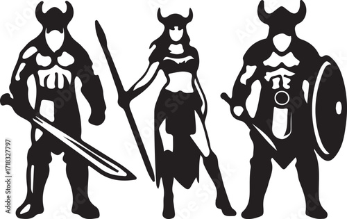 Vector art of viking warriors vector illustration for design