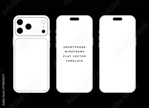 Smartphone 17 Pro Flat Wireframe Template