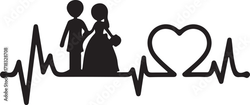 Vector art of wedding heartbeat, a symbol of love and marriage