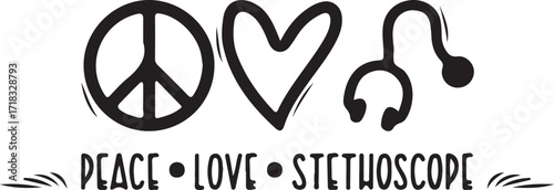 Vector art of peace love stethoscope, a symbol of healthcare
