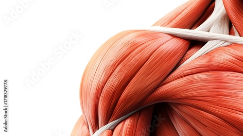 Human Deltoid Muscle Anatomy Red Muscle Fibers Isolated White Background