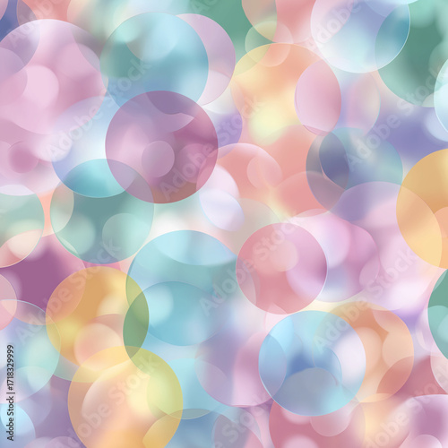 Pastel circles bokeh pattern with soft, blurred colors, creating a dreamy, gentle, and visually soothing abstract background design.