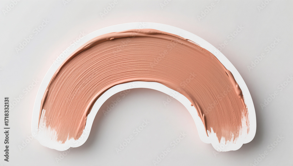 Fototapeta premium Soft clay-colored paint arc on a clean white surface