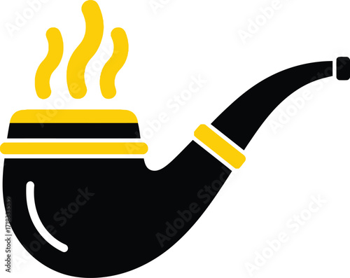 Vintage smoking pipe with wisps of smoke for classic leisure and relaxation vector
