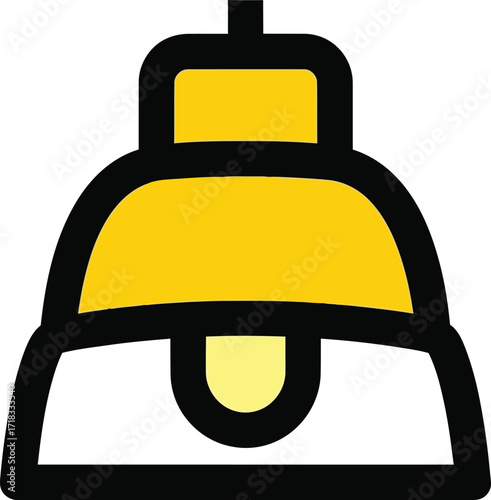 Simple icon of a modern pendant light fixture with yellow shade vector