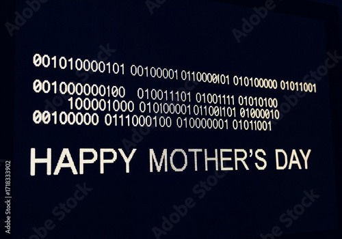 Mother’s Day message coded in binary on screen
