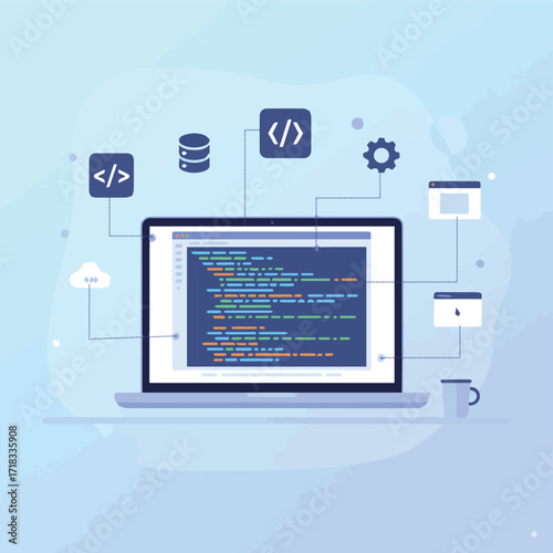 Adobe Illustrator Artwork Laptop Coding Screen