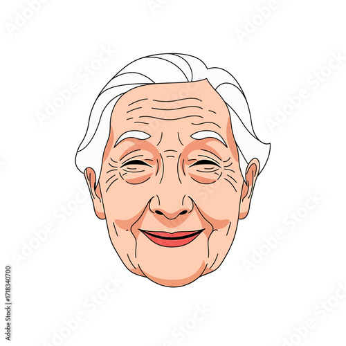 Radiant Senior Portrait: An animated headshot of a smiling senior citizen with kind eyes radiates joy and experience, beautifully capturing the essence of time, wisdom and happiness.