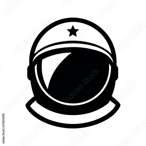 Astronaut Helmet Black Silhouette Vector Icon