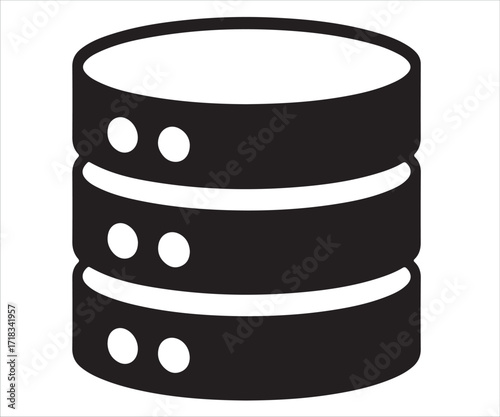 Database server silhouette icon representing data storage and network