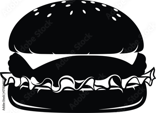 Burger with Bun and Patty Silhouette Icon

