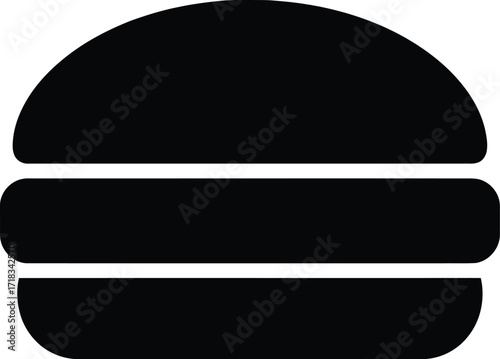 Burger with Bun and Patty Silhouette Icon

