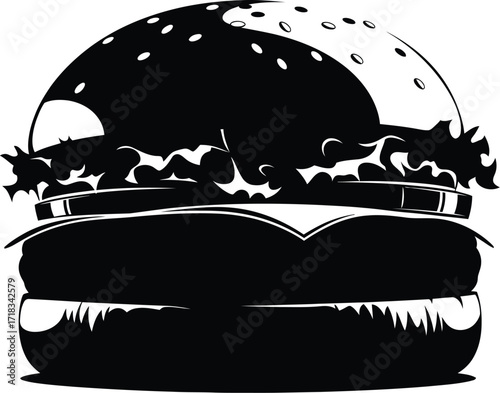 Burger with Bun and Patty Silhouette Icon

