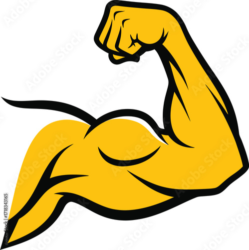   Strong showing muscle strength arm power fitness symbol vector