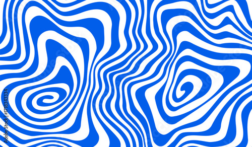 Abstract Swirl Psychedelic Groovy Pattern. Wavy Spiral Vector Background. Funky Liquid Shape Texture.