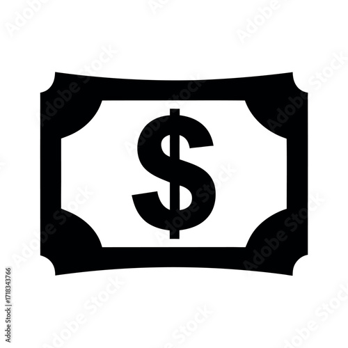 Dollar Note Black Silhouette Vector Icon